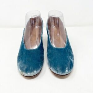 MARTINIANO Shoes Heels Size EU 39 US 8.5 Blue Velvet Velour High Glove RARE